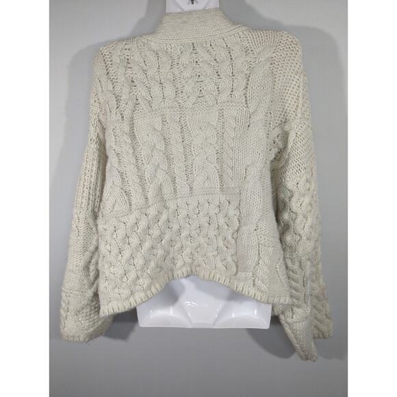 Zara Wool Blend Chunky Cream Button Down Oversized Cozy Cardigan Women's Medium - Picture 5 of 8